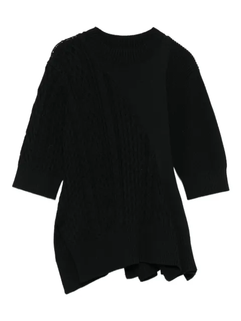 sacai cable-knit flared top