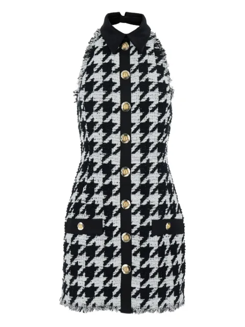 Balmain houndstooth button-detailed mini dress