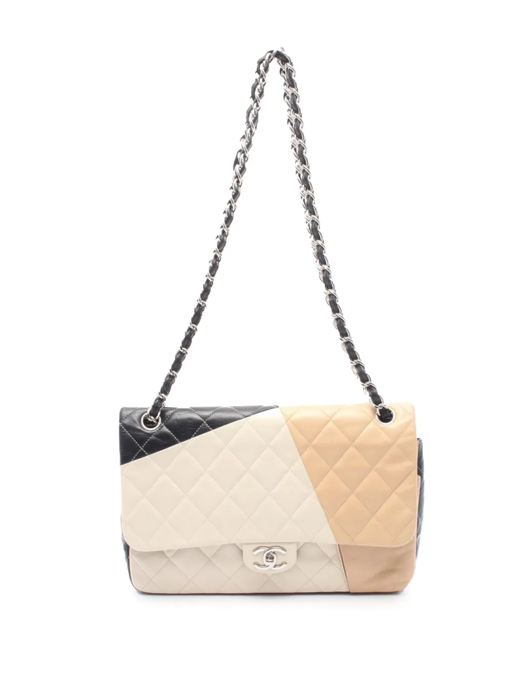 CHANEL Pre-Owned 2013-2014 Jumbo Classic Colorblock Lambskin Double CHANEL Pre-Owned 2013-2014 Jumbo Classic Colorblock Lambskin Double