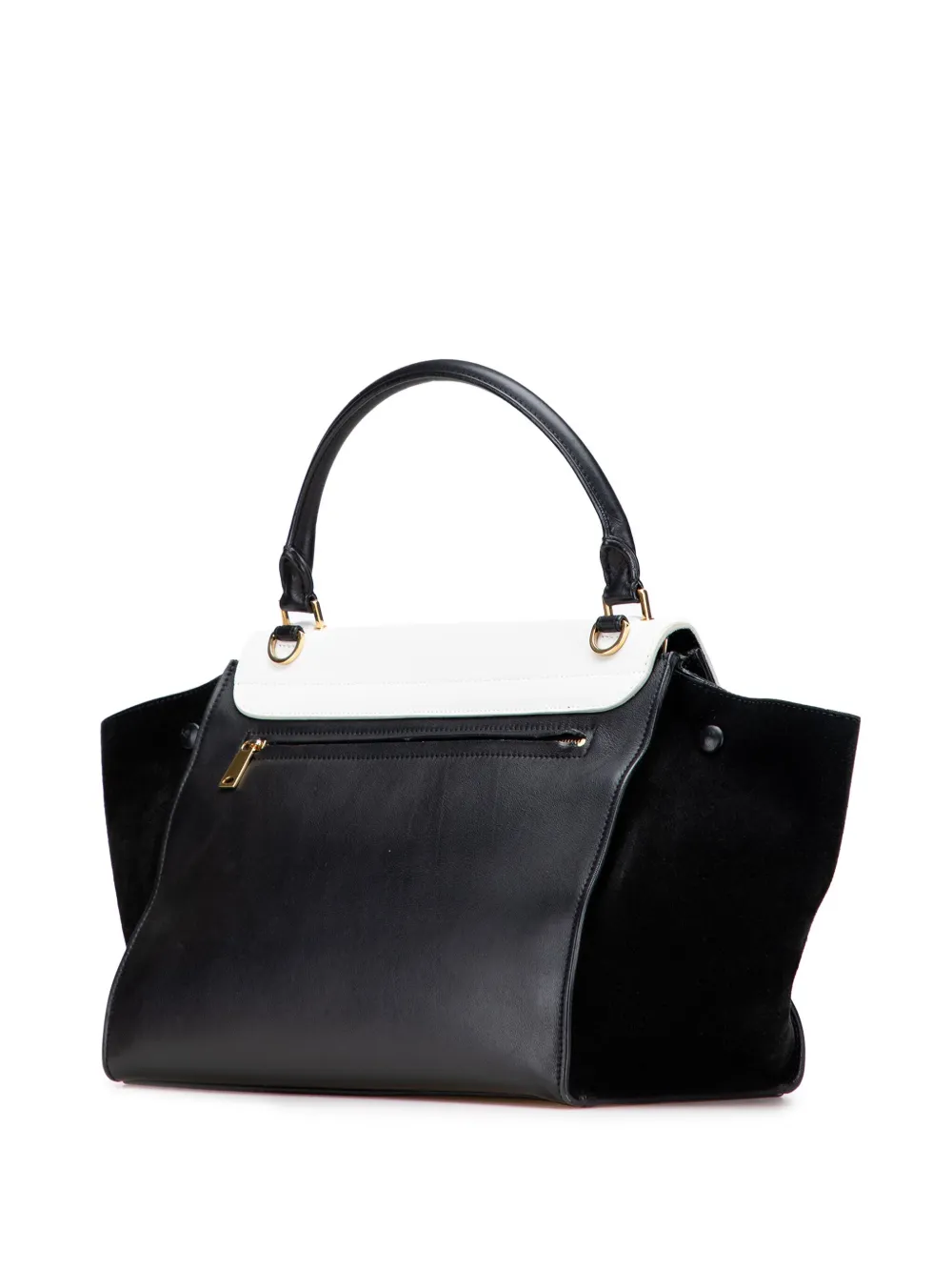 Pre-owned Celine 2012 Medium Bicolor Calfskin And Suede Trapeze Satchel