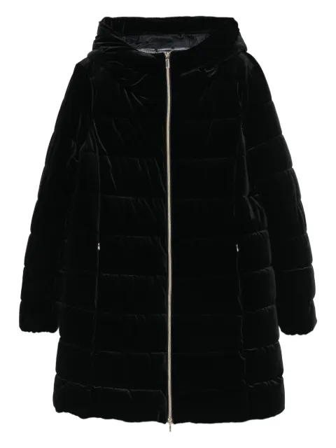 Geox quilted velvet hooded coat