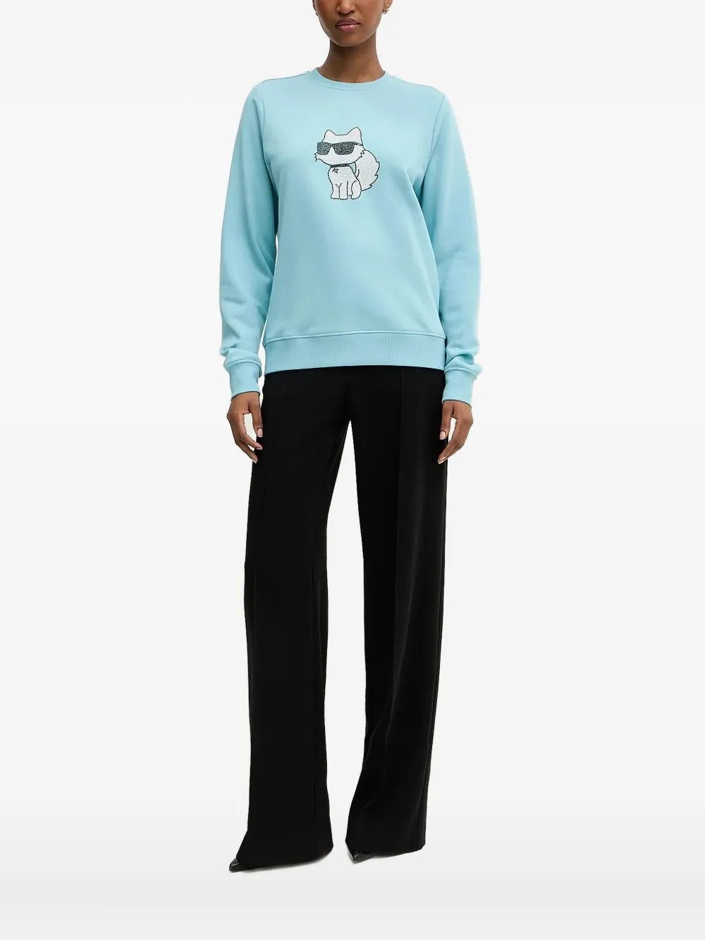 Karl Lagerfeld crystal-embellished sweatshirt Blauw