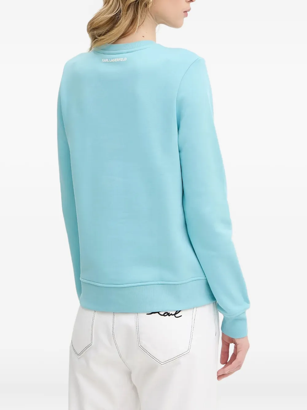 Karl Lagerfeld Sweater met geborduurde bloemen Blauw