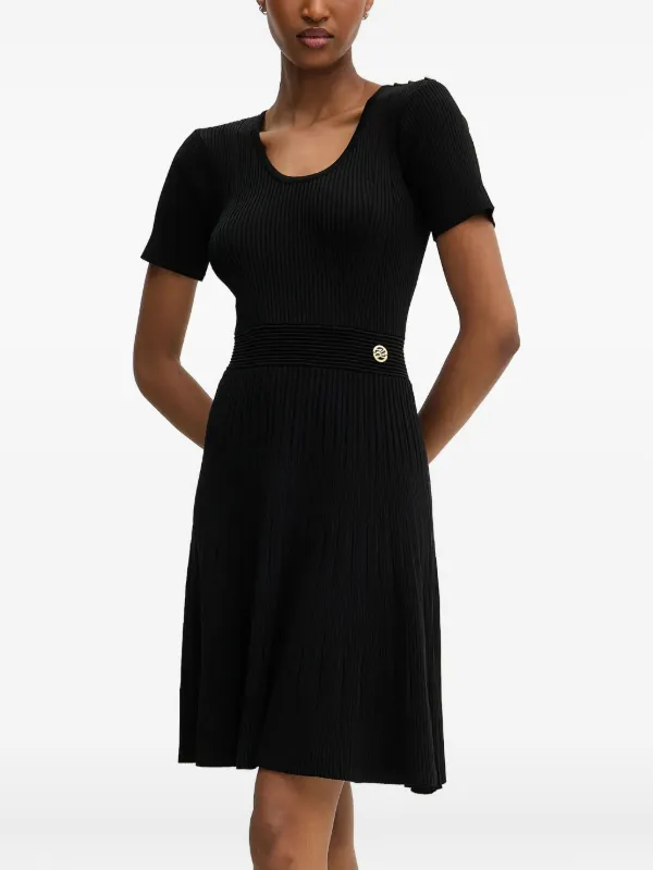 Karl Lagerfeld Ribbed gold-button Mini Dress | Black | FARFETCH JO