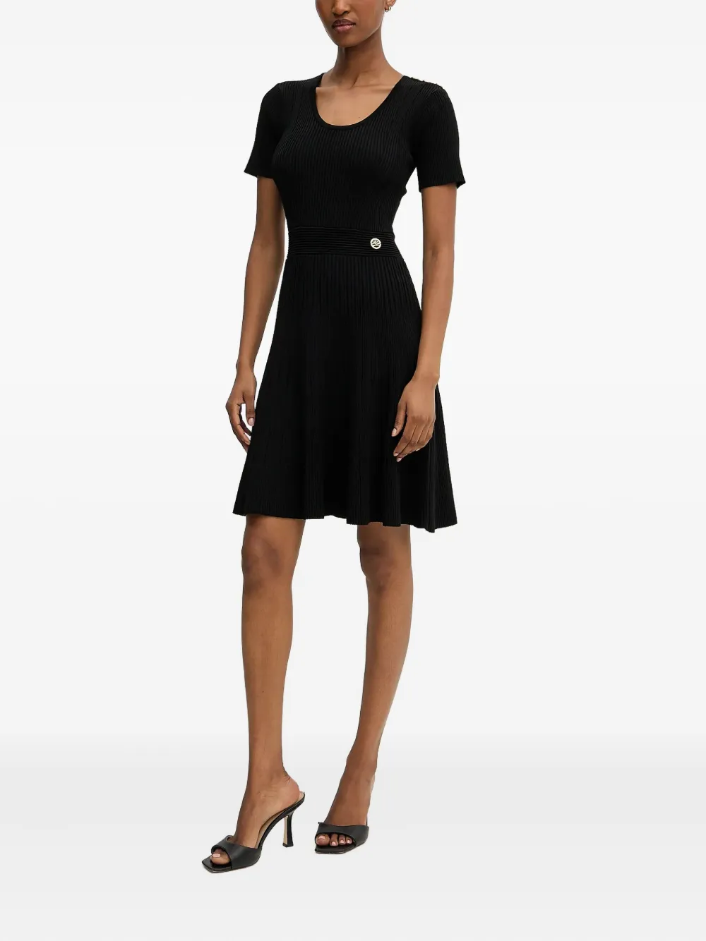 Karl Lagerfeld ribbed gold-button mini dress - Zwart