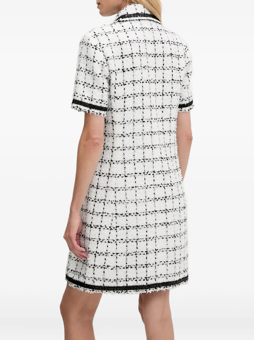 Karl Lagerfeld checked tweed mini shirt dress Wit