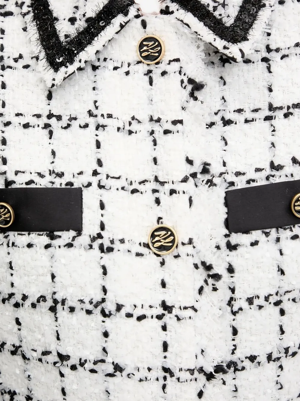 Karl Lagerfeld checked tweed mini shirt dress Wit