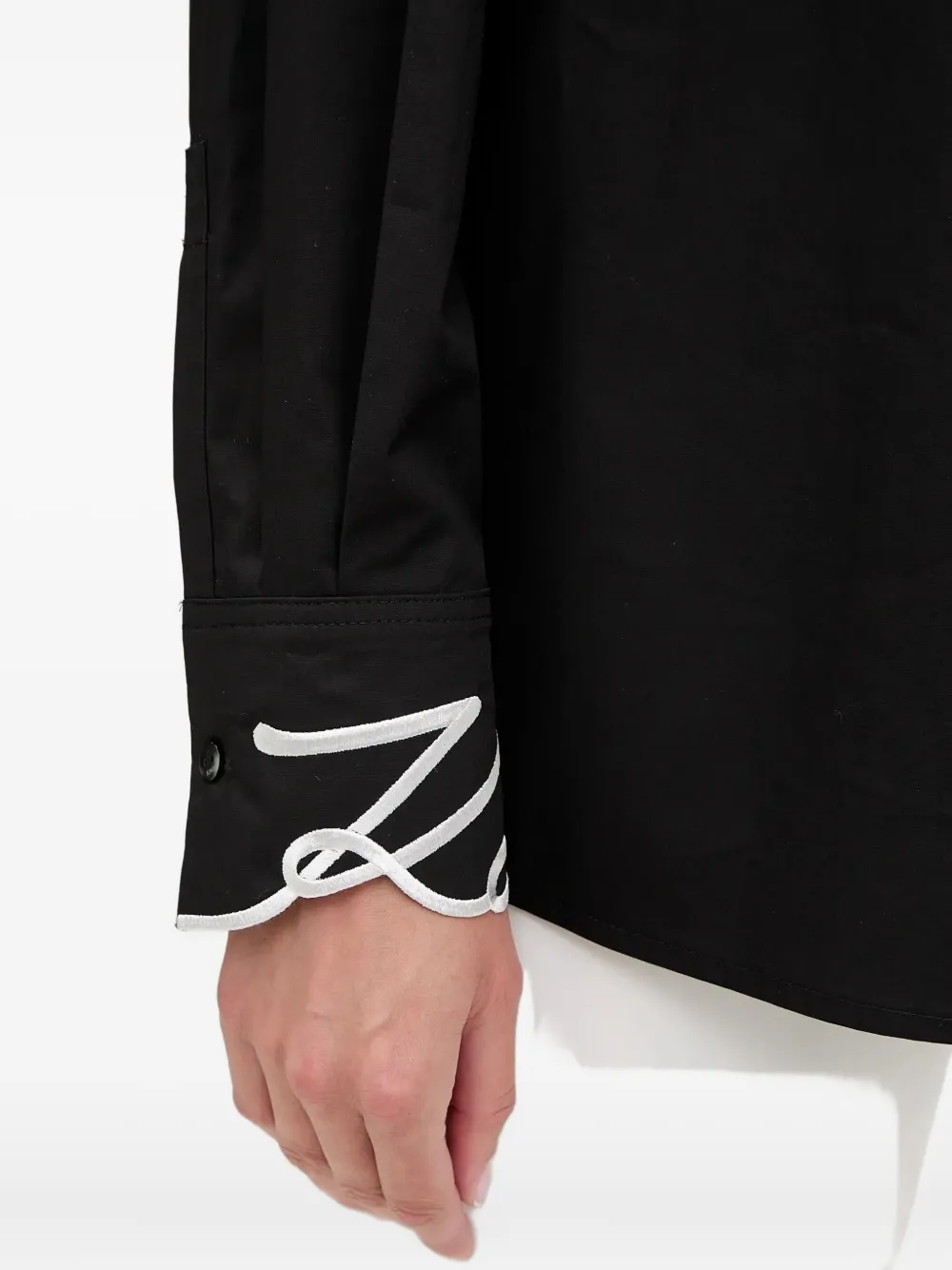 Karl Lagerfeld Blouse met borduurwerk op de manchetten Zwart