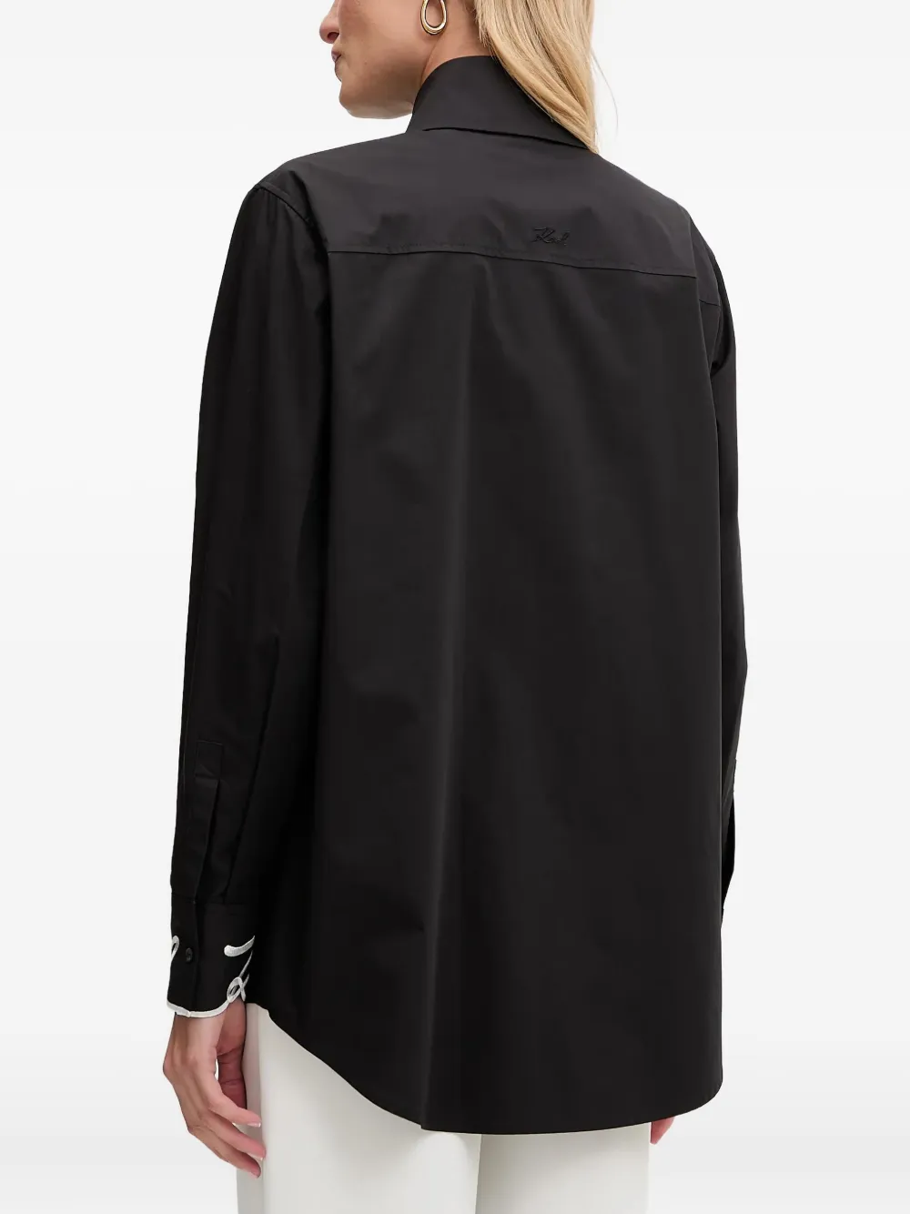 Karl Lagerfeld Blouse met borduurwerk op de manchetten Zwart