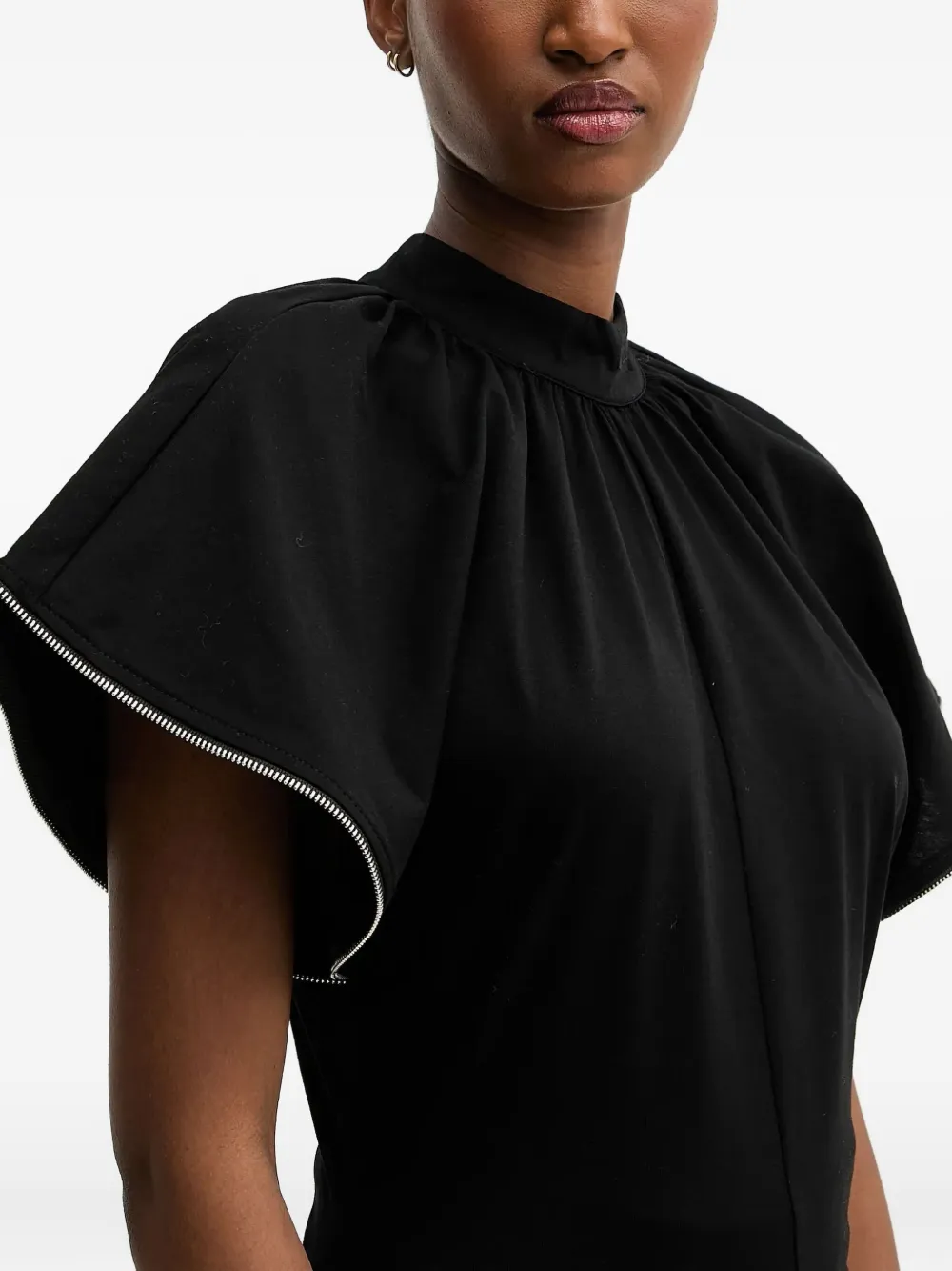Karl Lagerfeld Blouse met hoge hals en rits Zwart