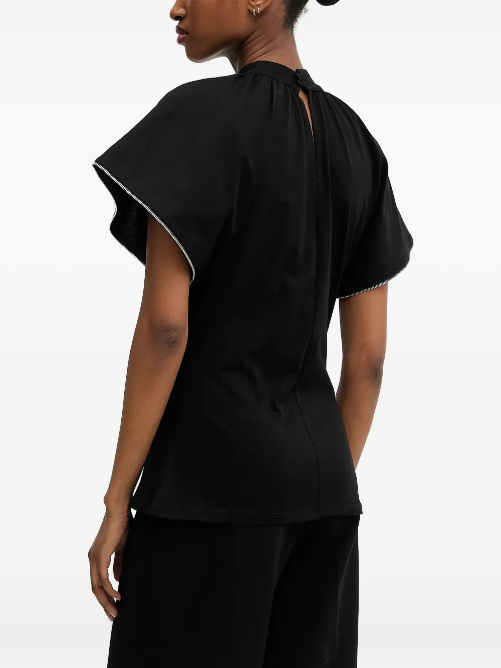 Karl Lagerfeld Blouse met hoge hals en rits Zwart