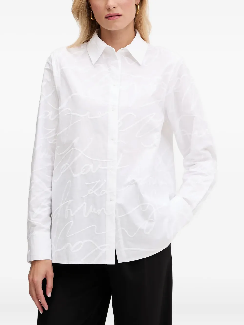 Karl Lagerfeld Blouse met geborduurd logo Wit