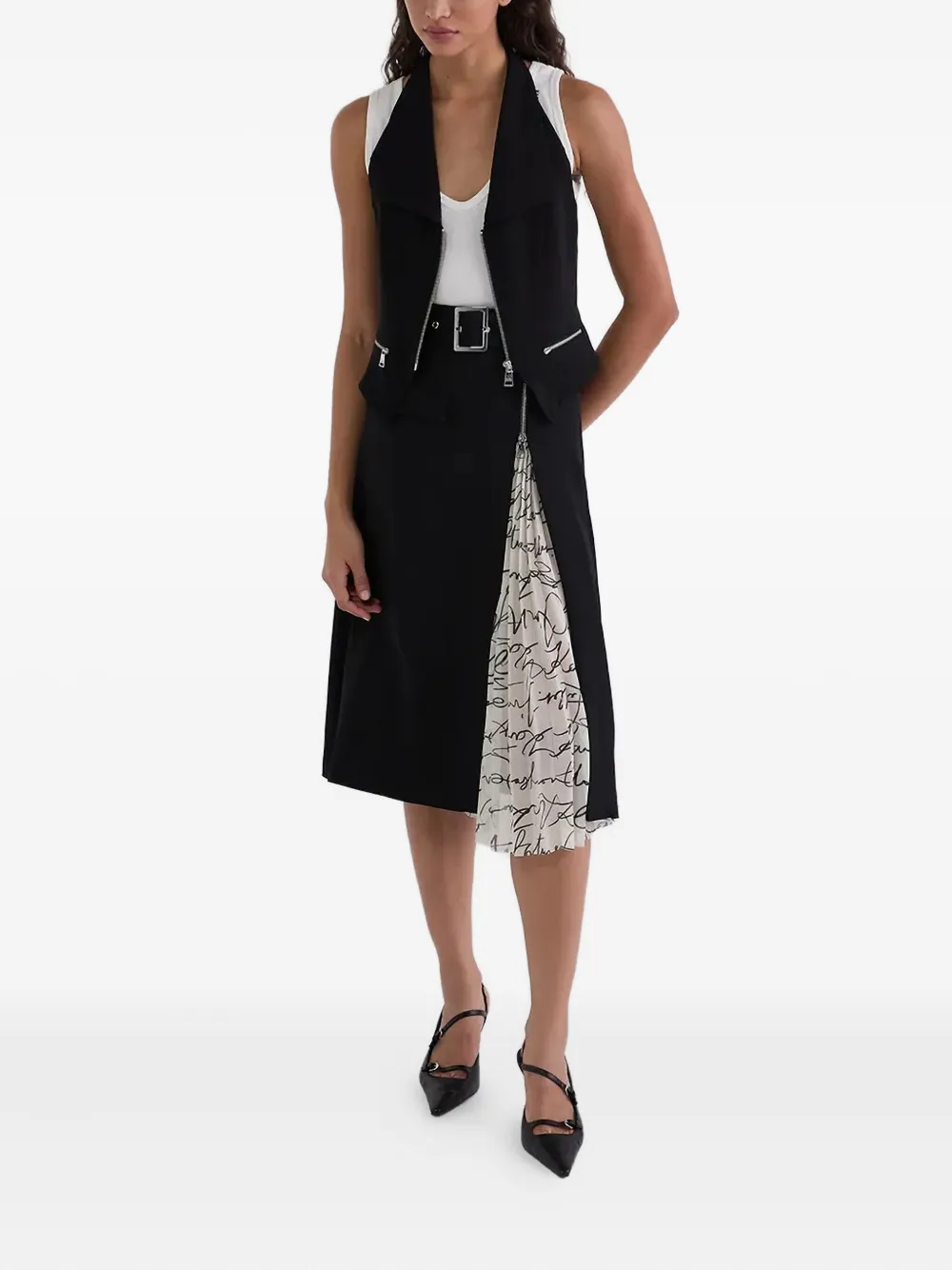 Karl Lagerfeld Top met V-hals en rits Zwart