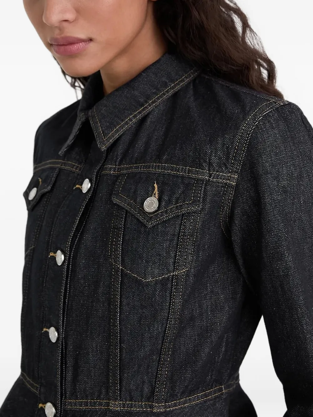 Karl Lagerfeld peplum denim jacket Blauw
