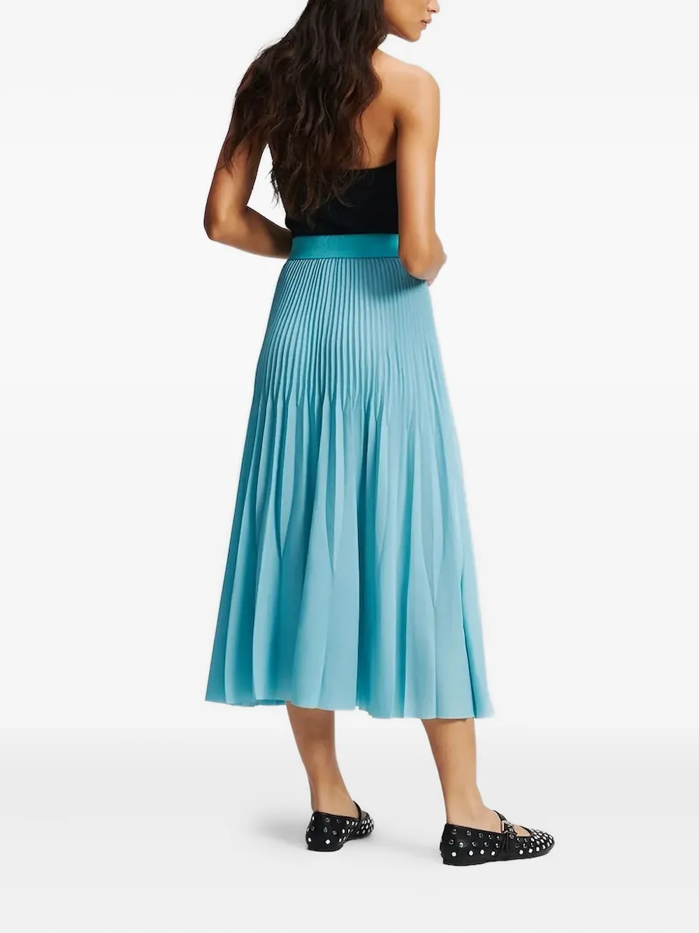 Karl Lagerfeld Pleated Midi Skirt In Blue