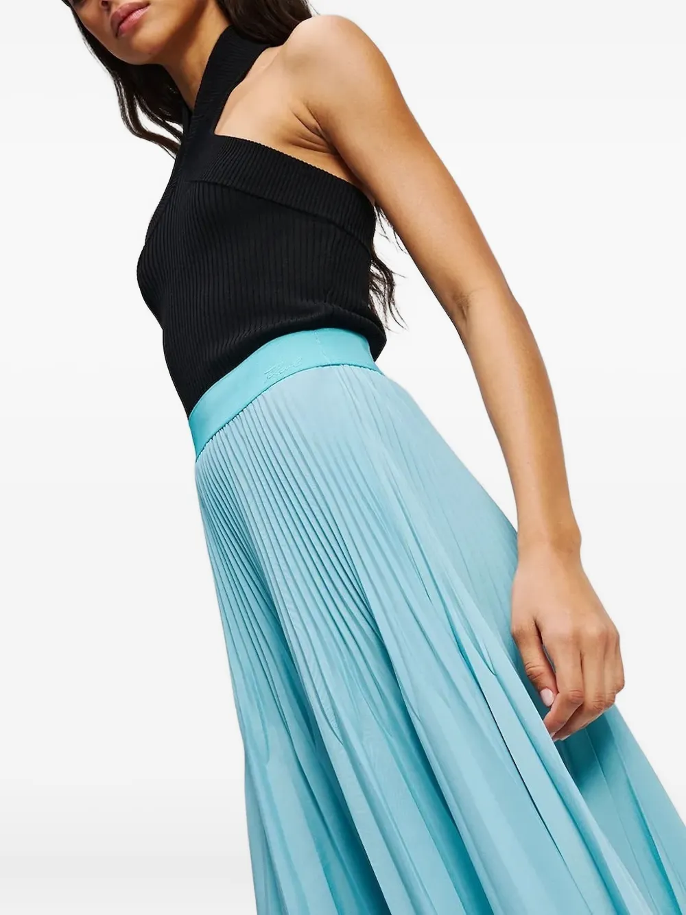 Karl Lagerfeld Pleated Midi Skirt In Blue