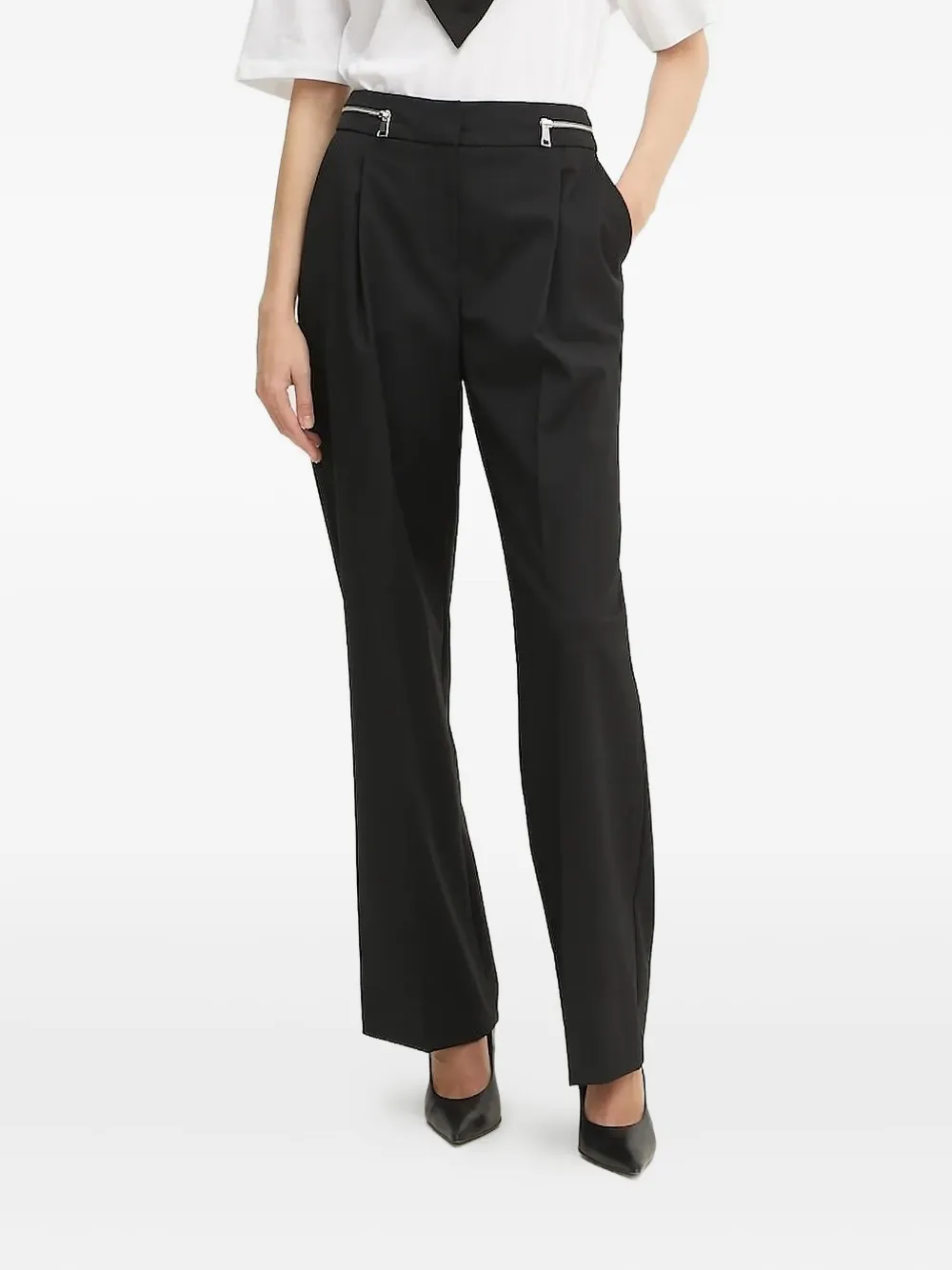 Karl Lagerfeld zip-detail pleated trousers Zwart