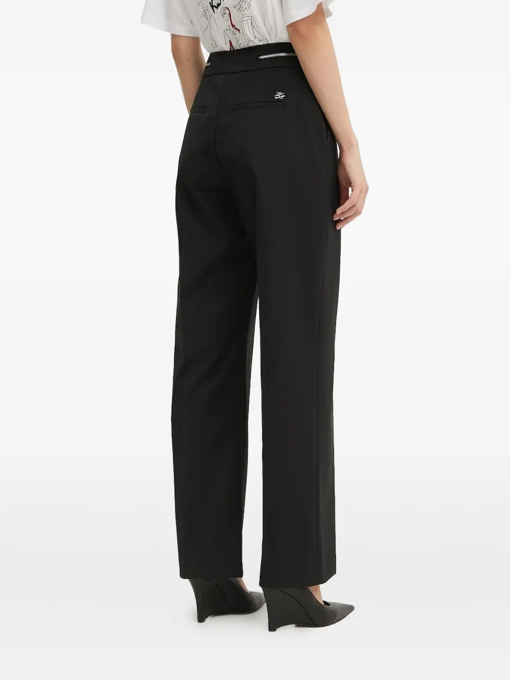 Karl Lagerfeld zip-detail pleated trousers Zwart