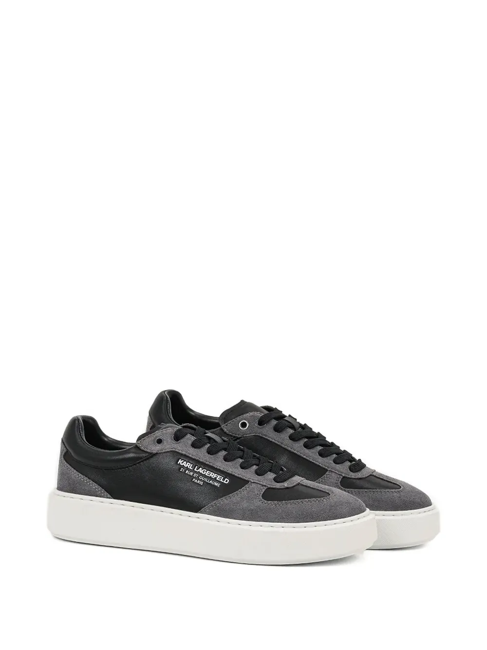 Karl Lagerfeld platform leather suede sneakers Black