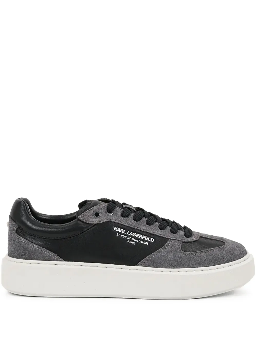 Karl Lagerfeld platform leather suede sneakers Black