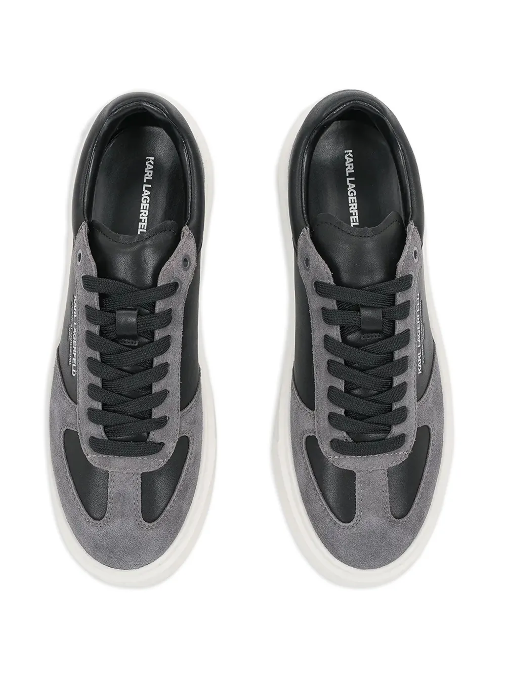 Karl Lagerfeld platform leather suede sneakers Black