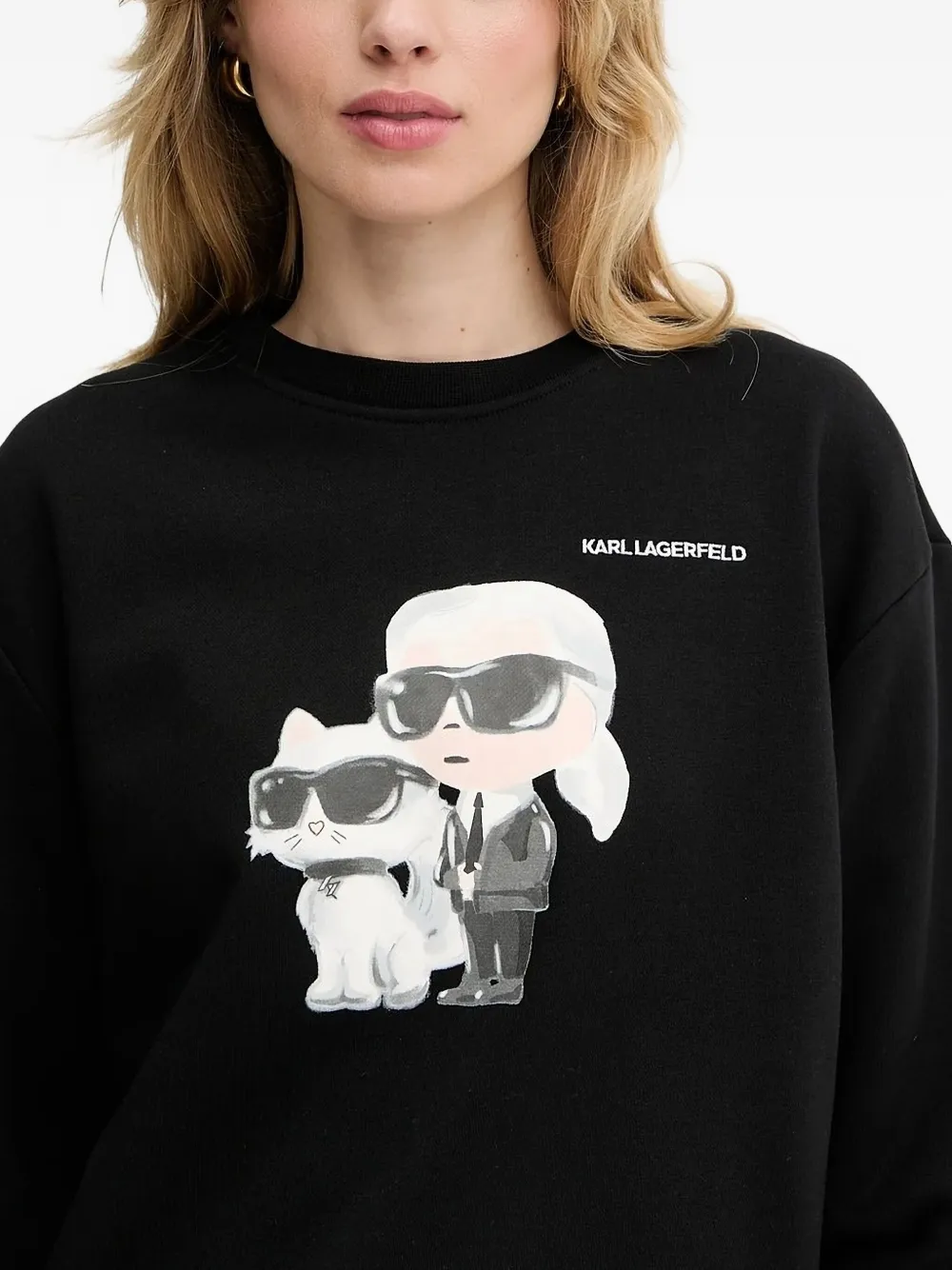 Karl Lagerfeld Ikon Karl & Choupette-print sweatshirt Zwart