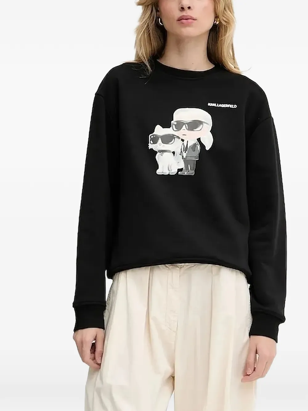 Karl Lagerfeld Ikon Karl & Choupette-print sweatshirt - Nero