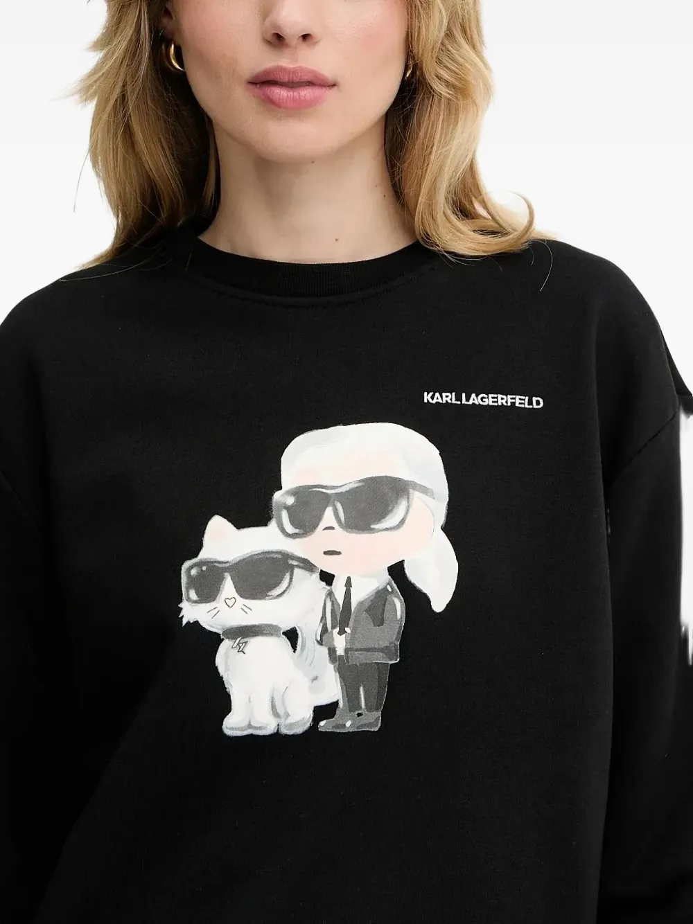  Karl Lagerfeld Ikon Karl & Choupette-print Sweatshirt - Black 
