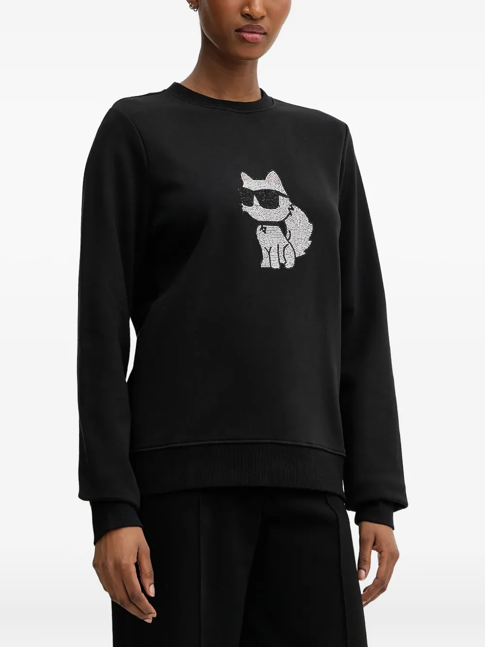 Karl Lagerfeld Sweater met kristallen Zwart
