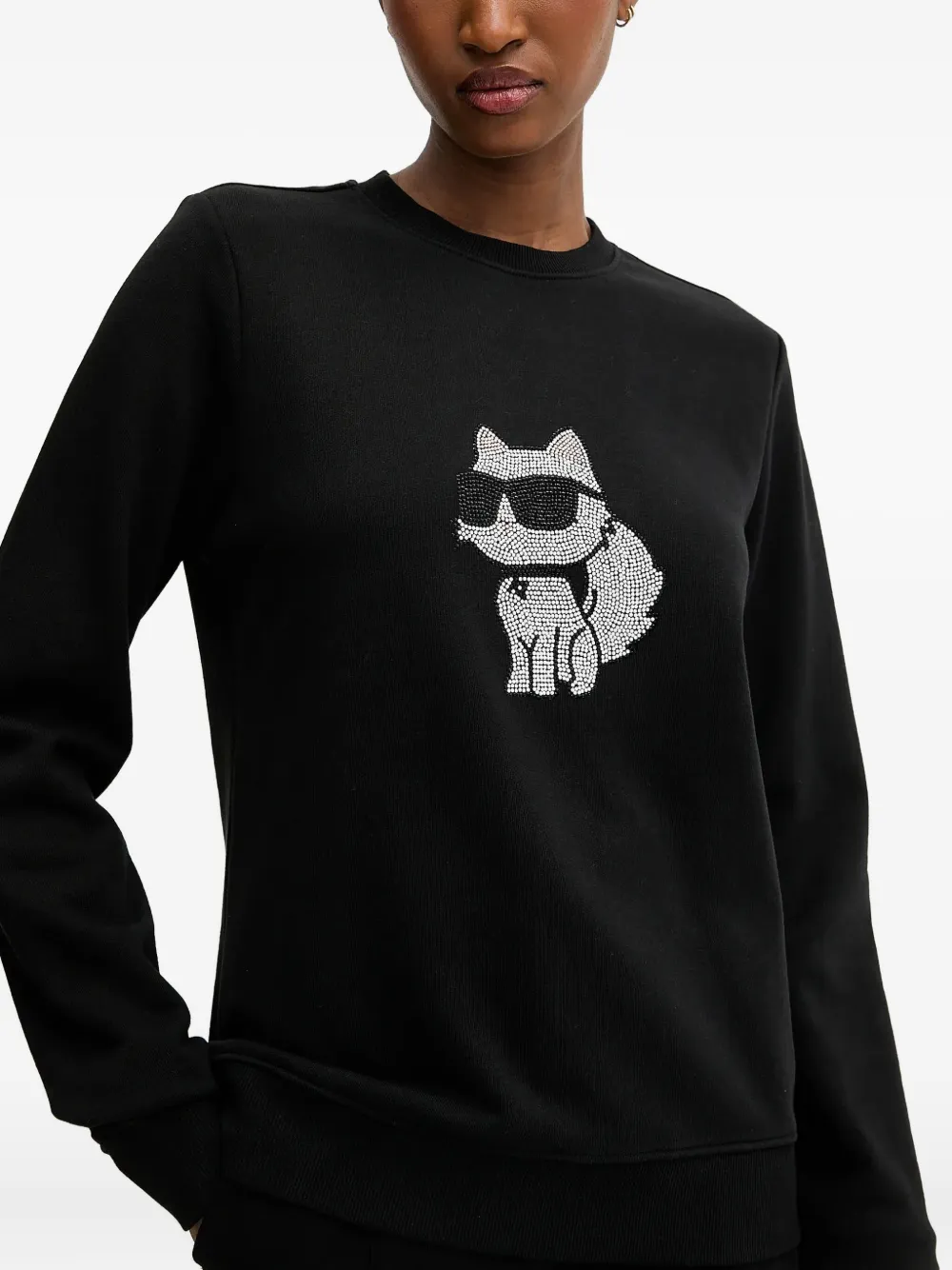 Karl Lagerfeld Sweater met kristallen Zwart