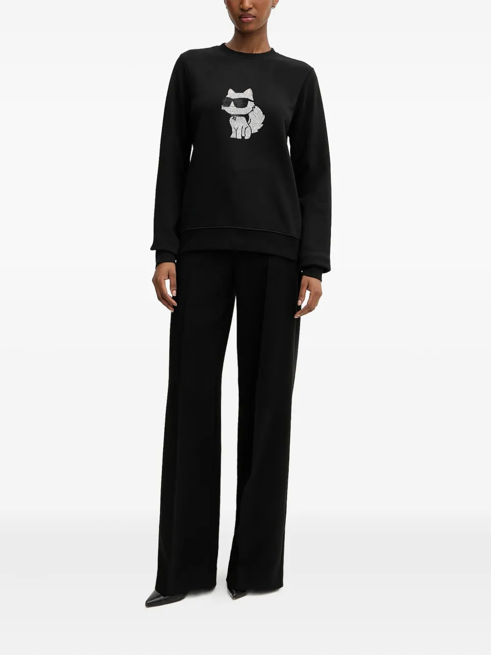 Karl Lagerfeld Sweater met kristallen Zwart