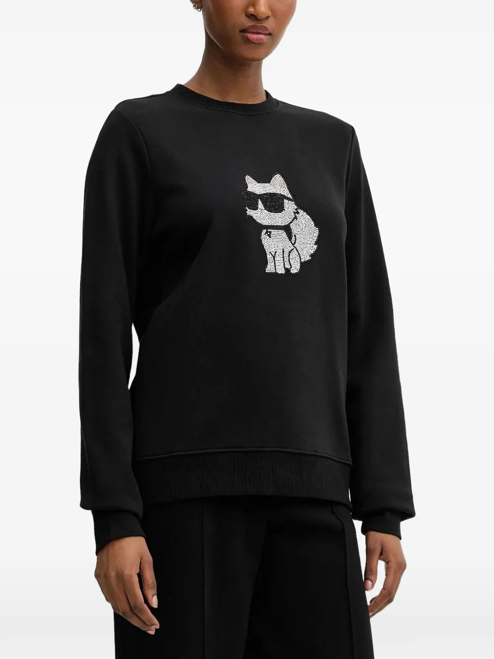 Karl Lagerfeld crystal-embellished cat sweatshirt - Nero