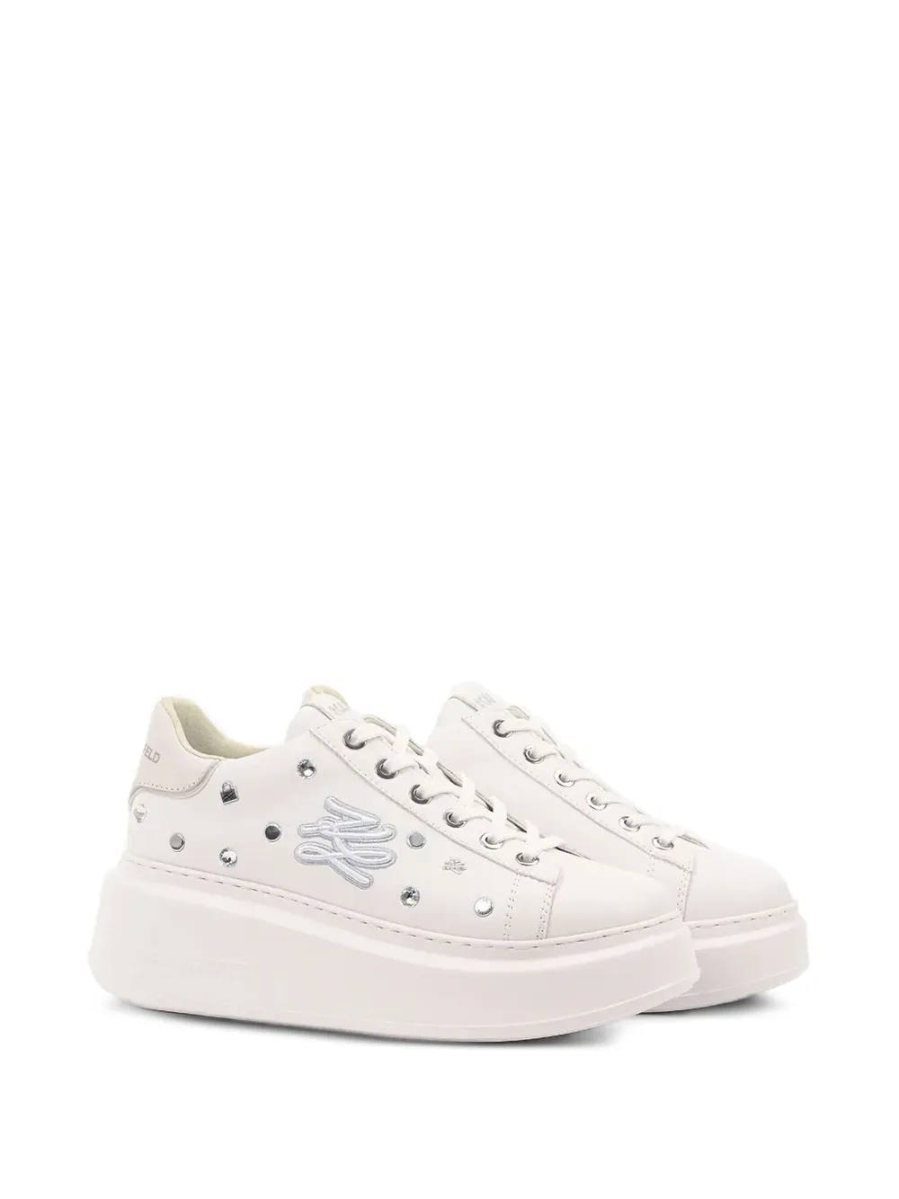 Karl Lagerfeld crystal-embellished platform sneakers - Wit