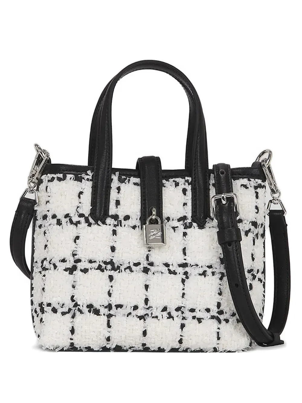 Karl Lagerfeld check-pattern padlock tote bag - Bianco