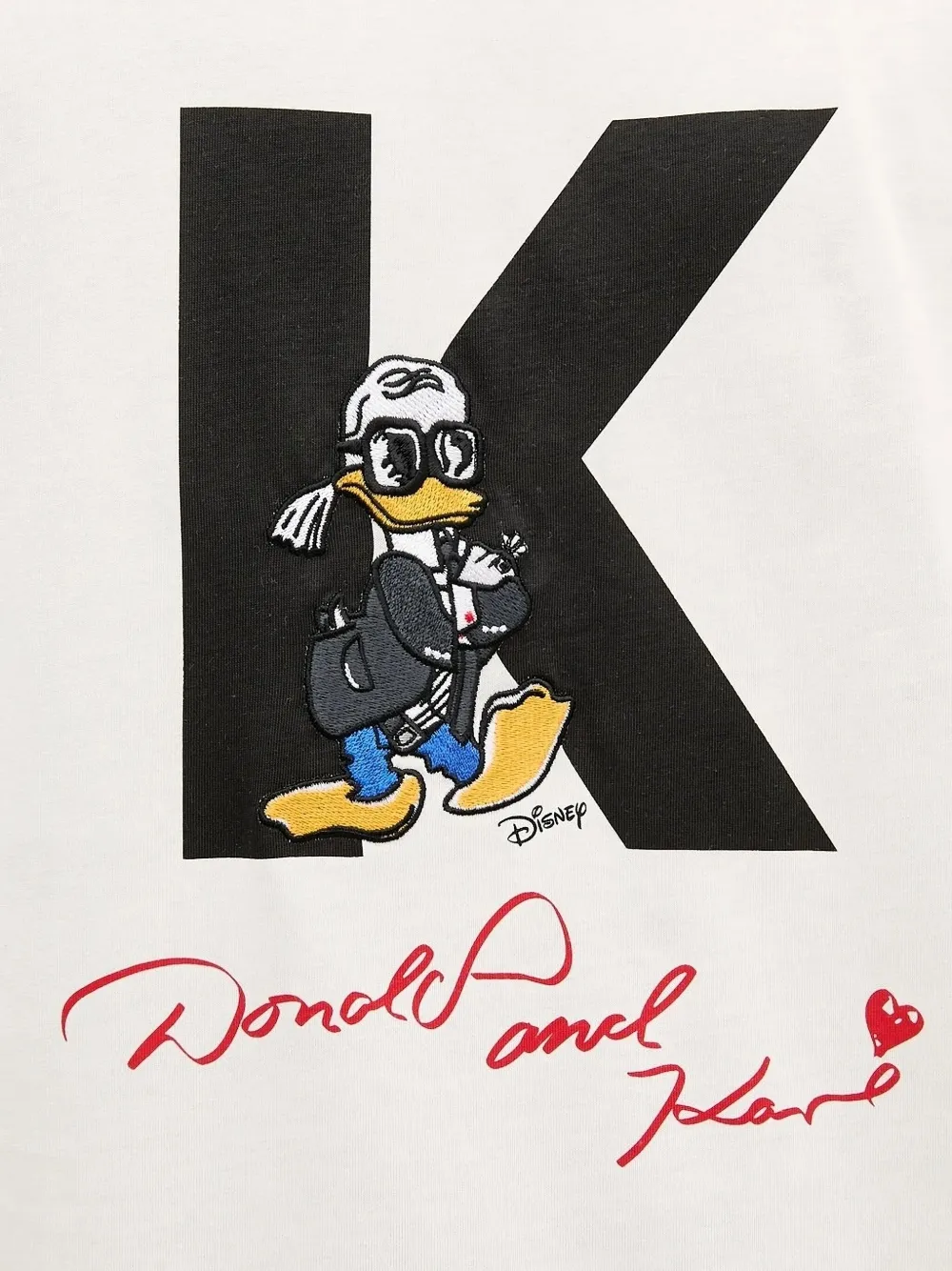 Karl Lagerfeld x Disney Donald Duck embroidered T-shirt Beige