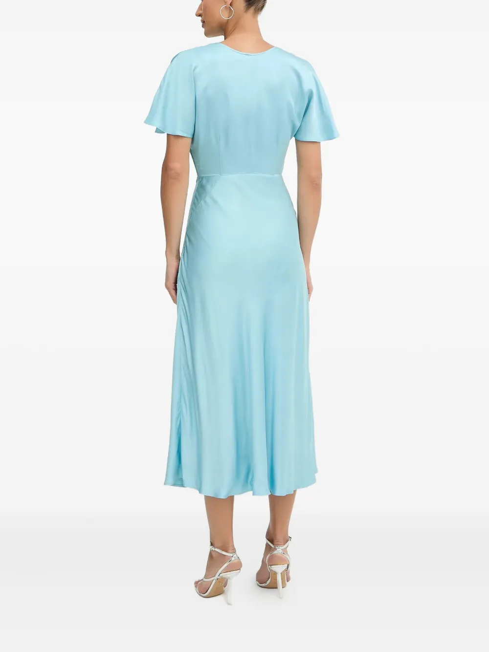 Karl Lagerfeld Midi-jurk met V-hals en engelmouwen Blauw