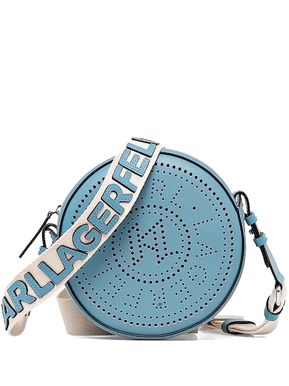 Karl Lagerfeld perforated-logo round crossbody bag | Blue | Image 1