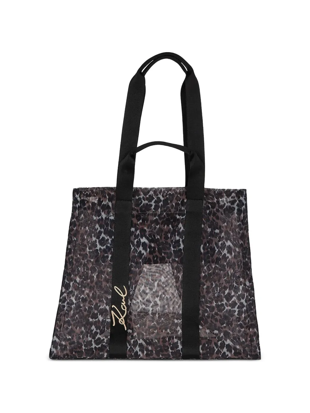 Karl Lagerfeld K/Signature leopard-print beach bag - Schwarz