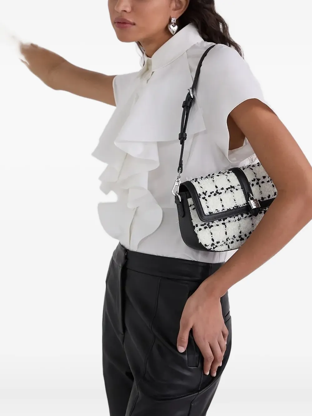 Karl Lagerfeld K Autograph bouclé schoudertas Wit