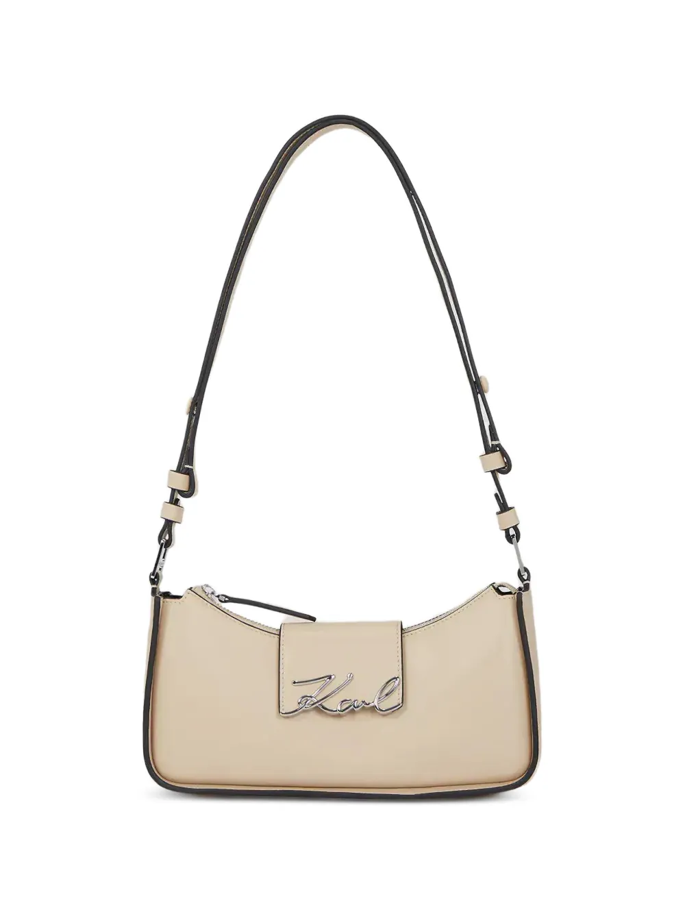 Karl Lagerfeld Borsa a spalla con placca logo - Toni neutri