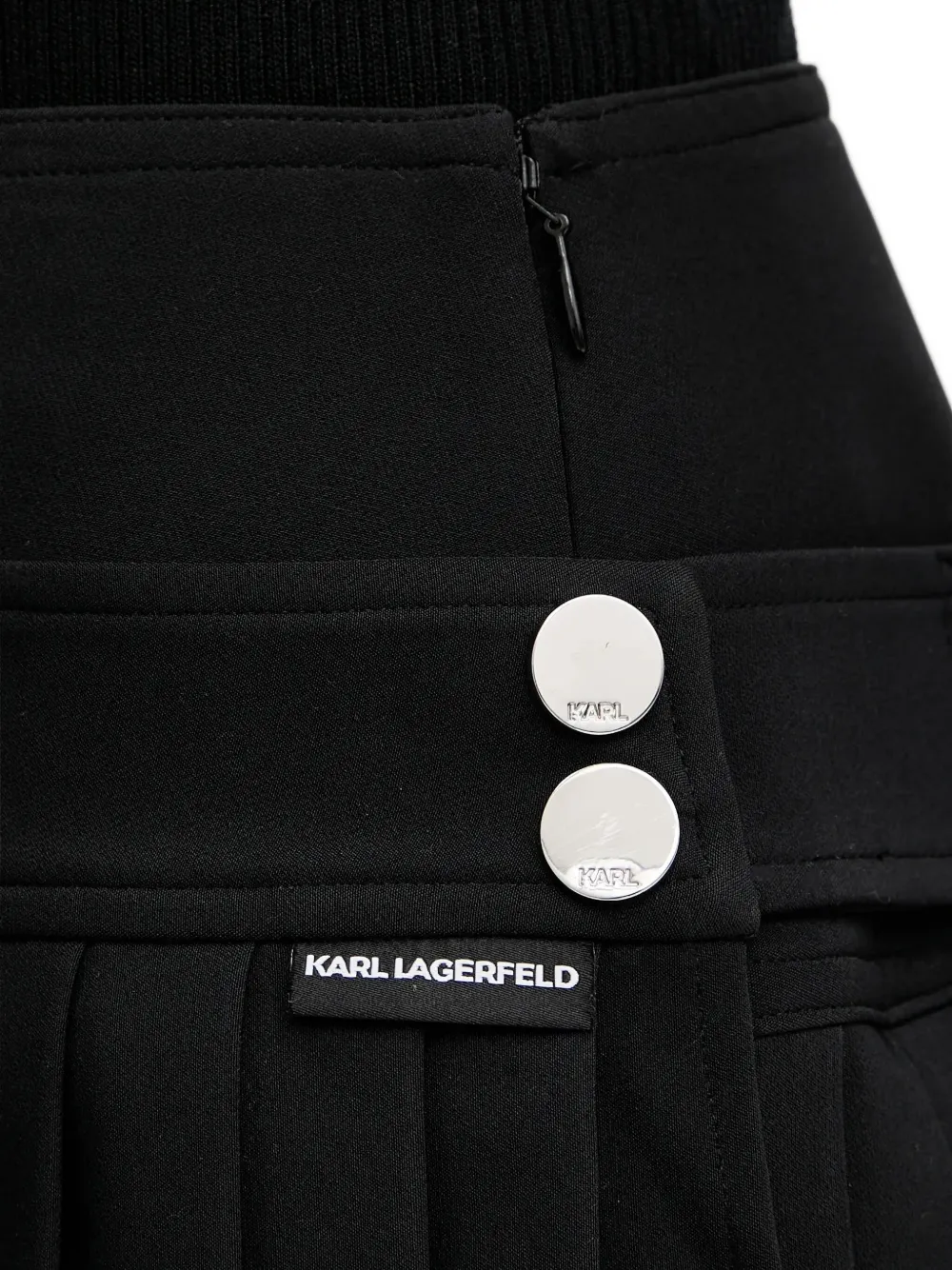 Karl Lagerfeld Geplooide midi-rok met knopen Zwart