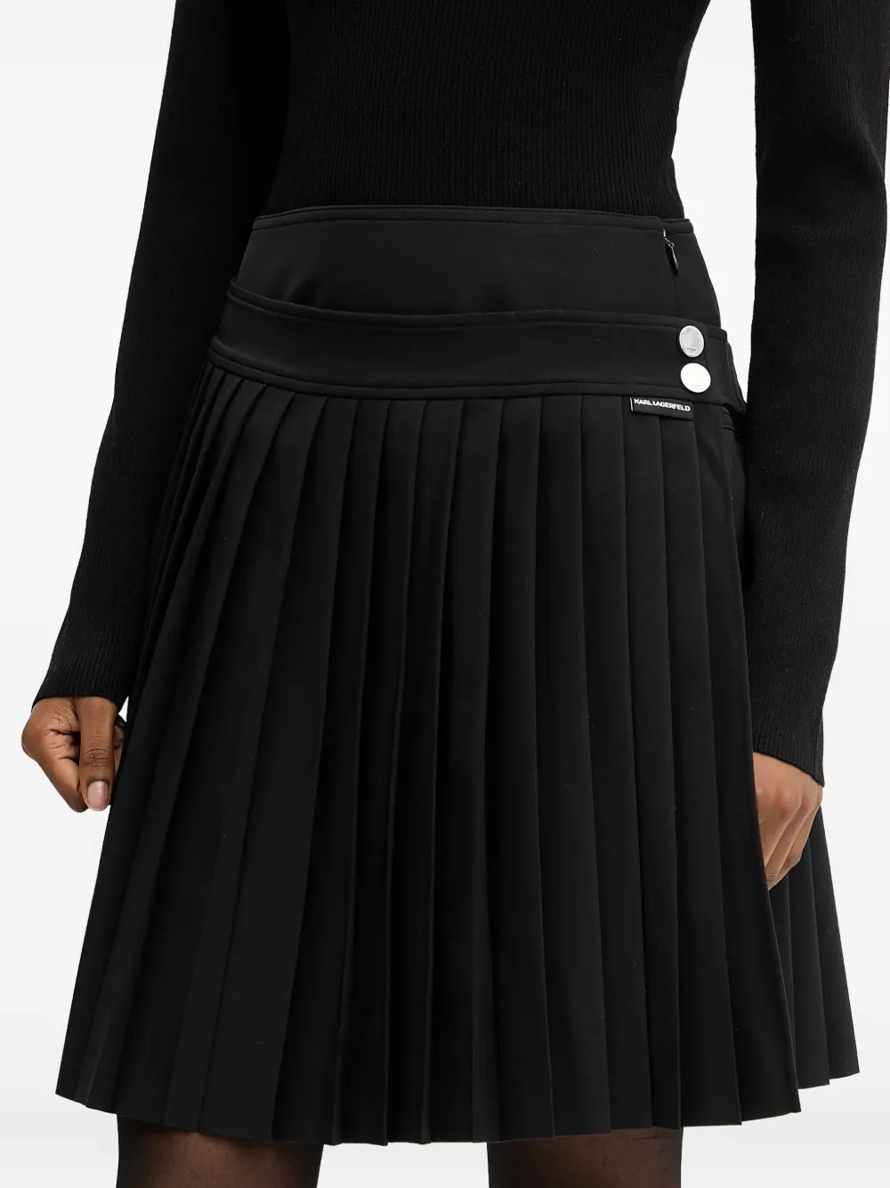 Karl Lagerfeld Geplooide midi-rok met knopen Zwart