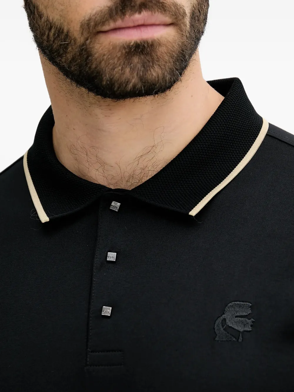 Karl Lagerfeld Poloshirt met geborduurde kraag Zwart