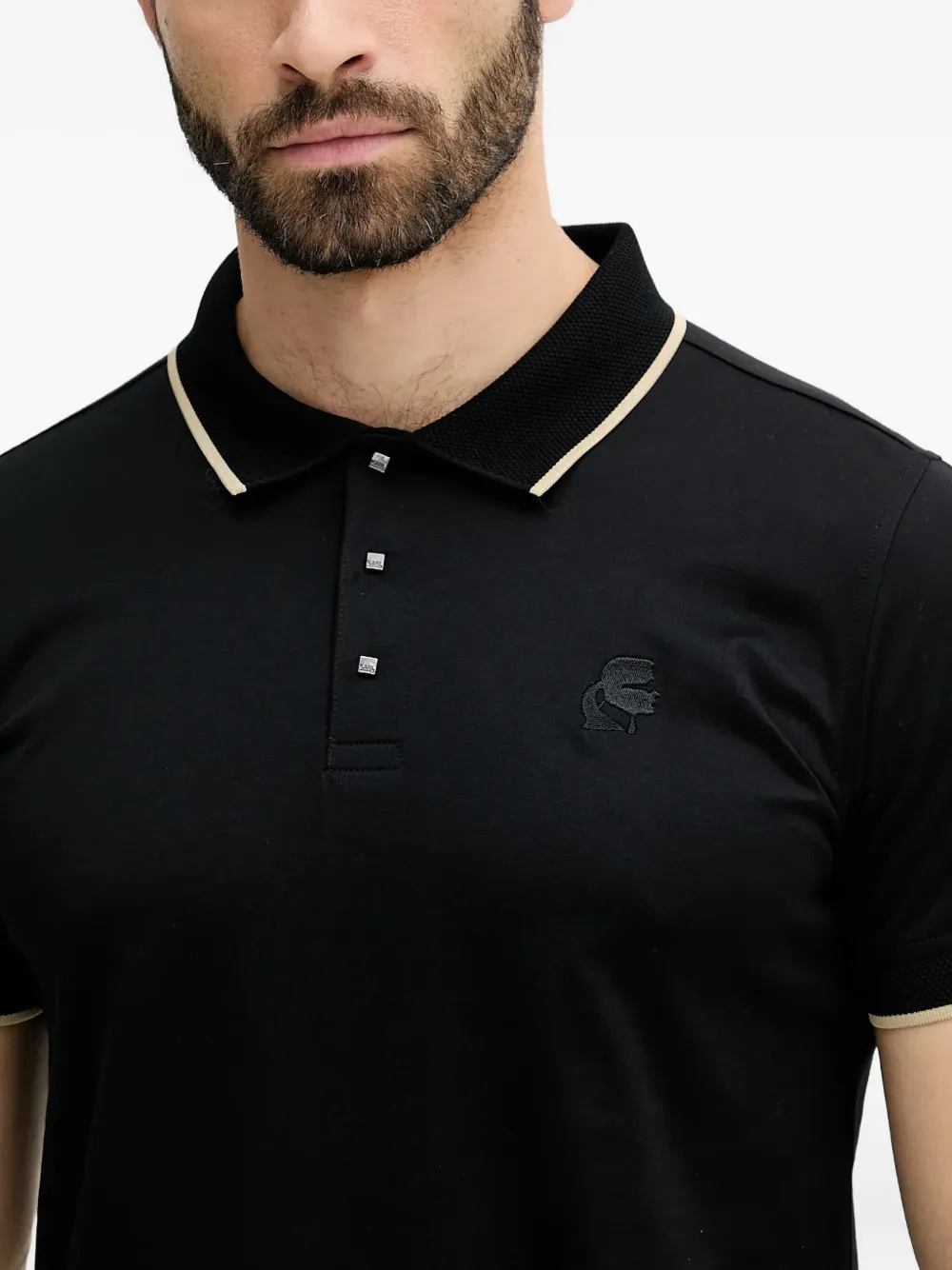 Karl Lagerfeld Poloshirt met geborduurde kraag Zwart