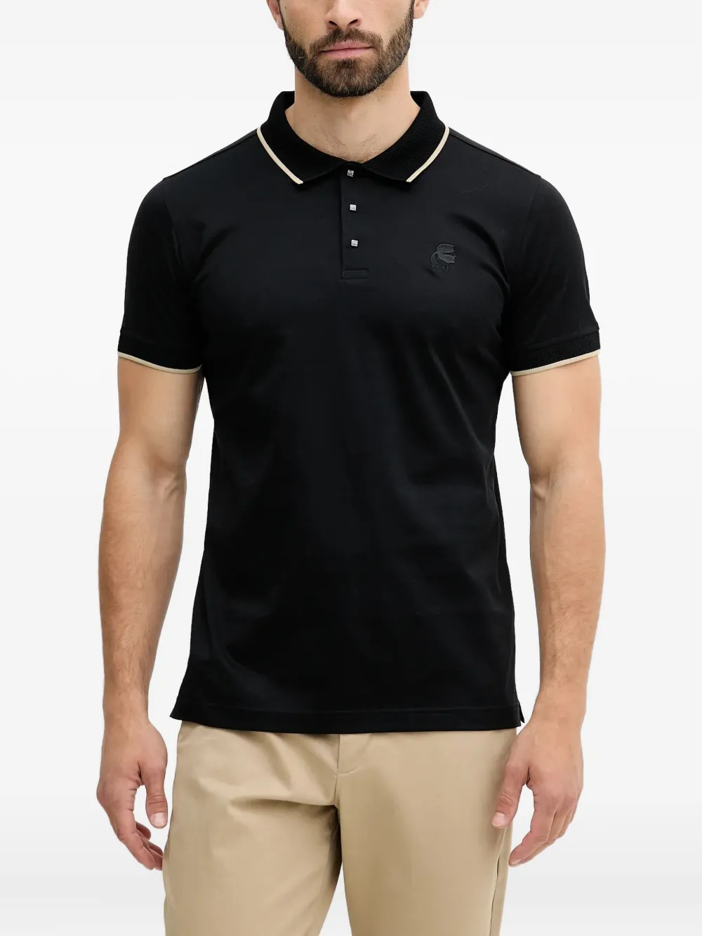 Karl Lagerfeld embroidered-collar polo shirt Zwart