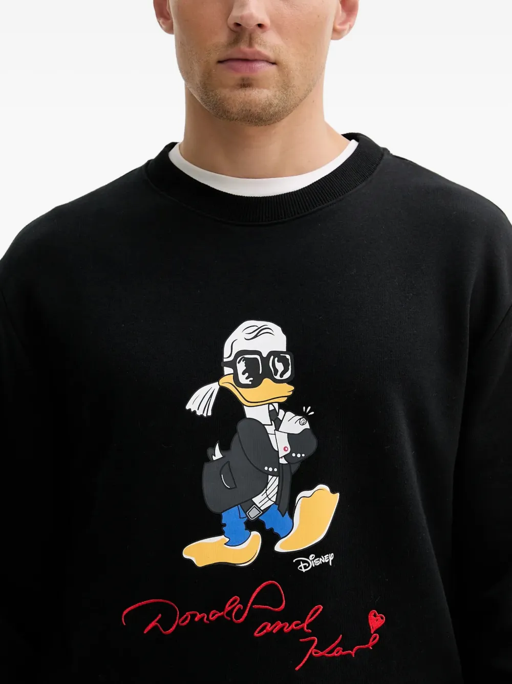 Karl Lagerfeld Donald Duck sweater met ronde hals Zwart