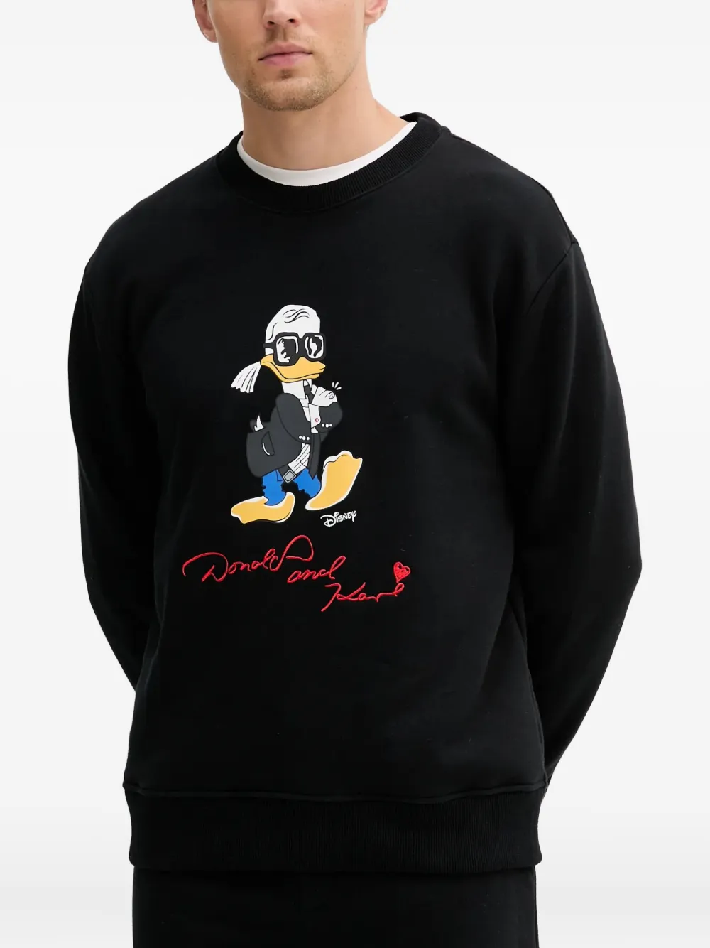 Karl Lagerfeld Donald Duck sweater met ronde hals Zwart