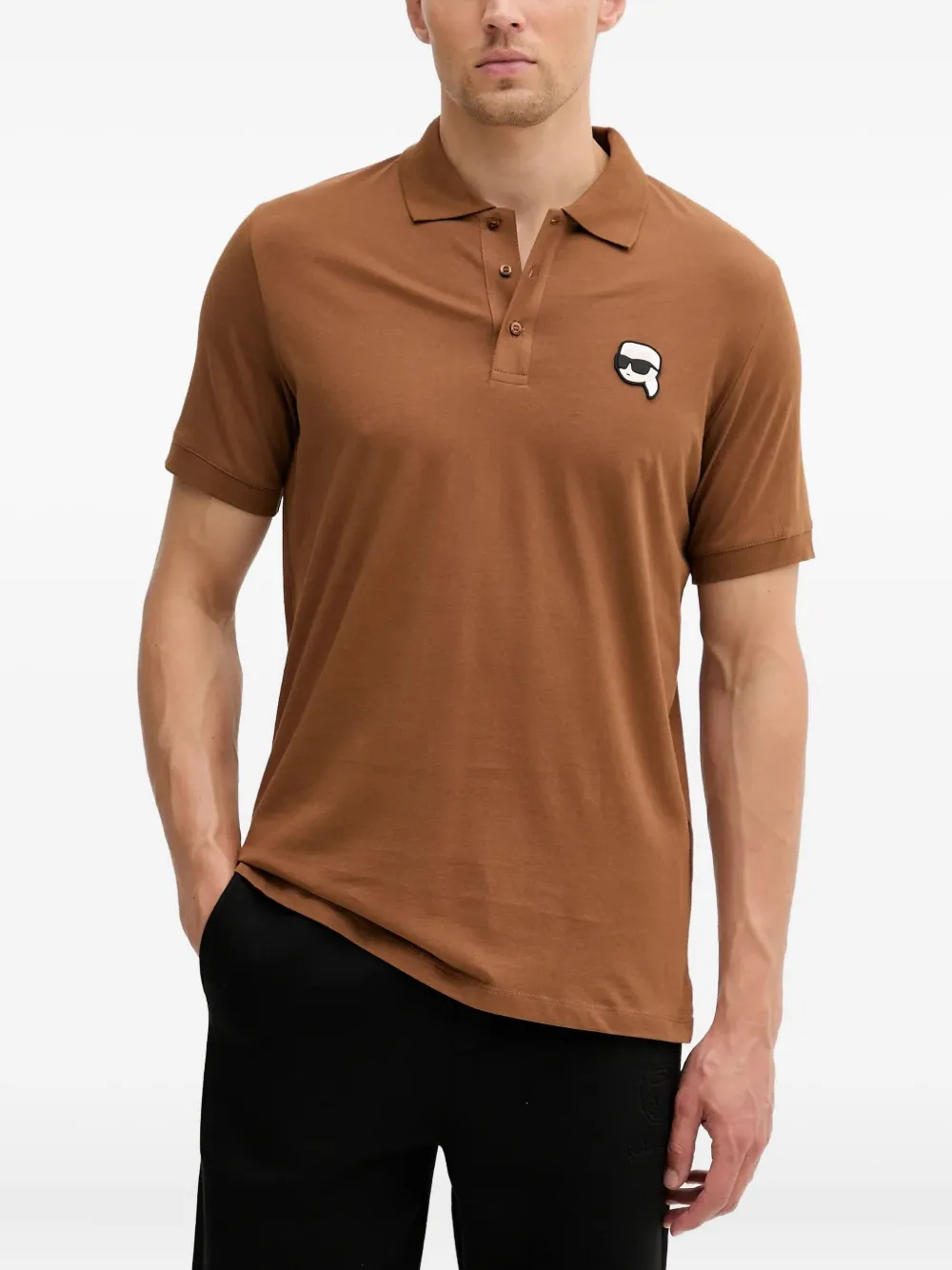 Karl Lagerfeld Ikon-patch polo shirt Bruin