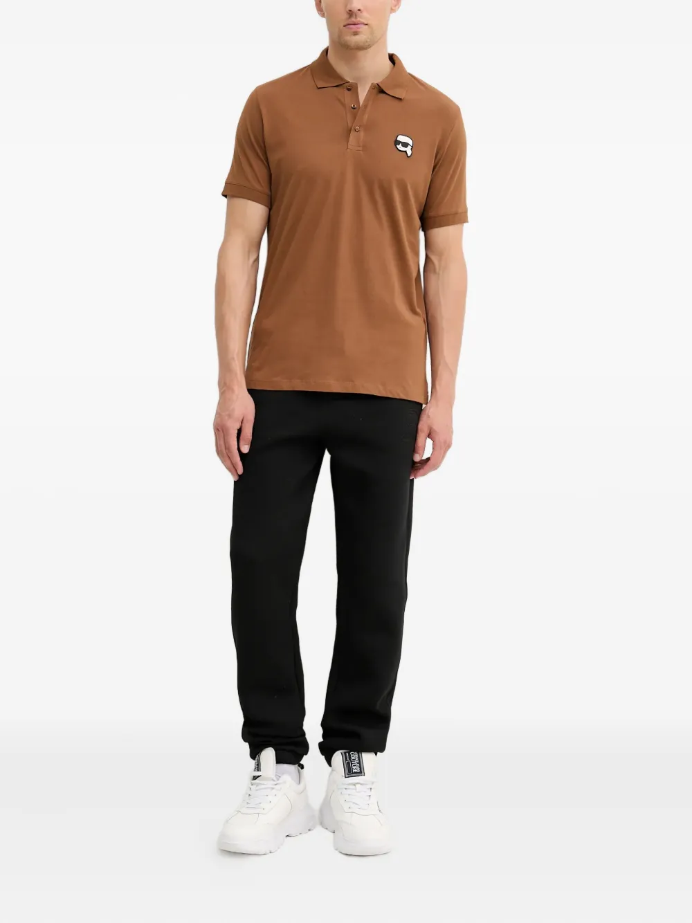 Karl Lagerfeld Ikon-patch polo shirt - Bruin