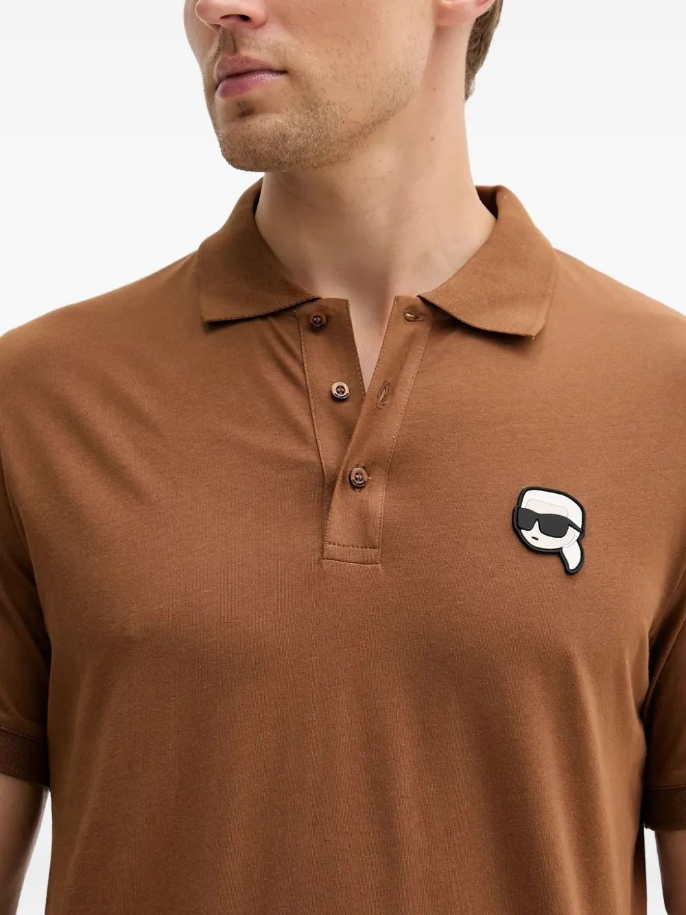 Karl Lagerfeld Poloshirt met Ikon-patch Bruin